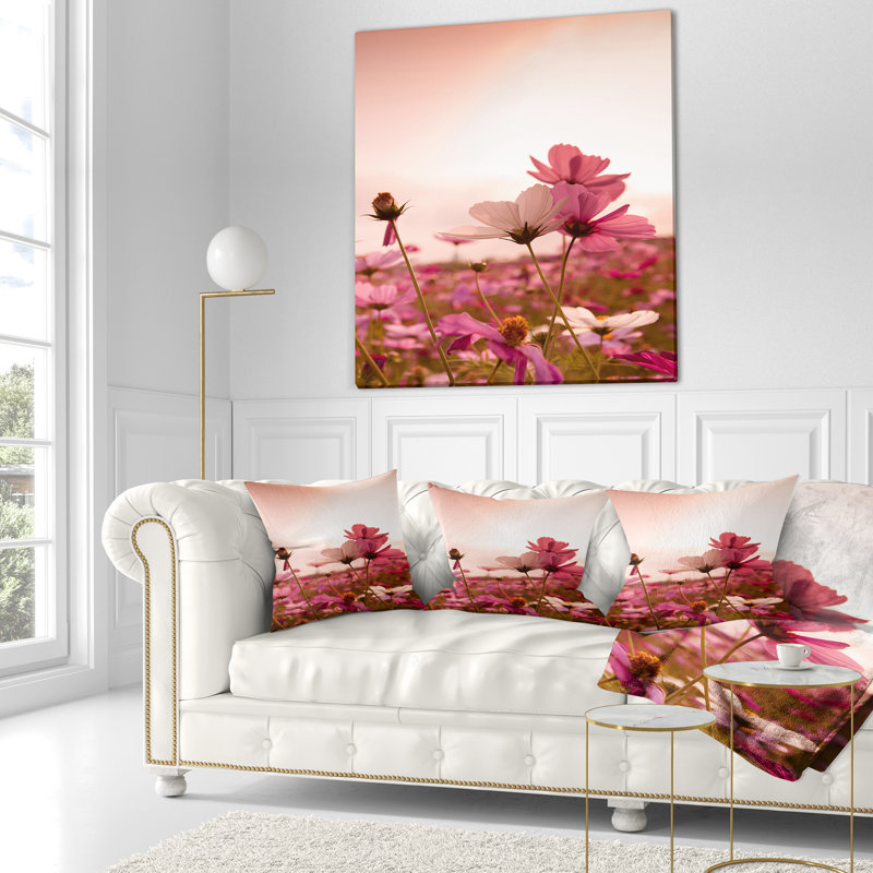 Coussin décoratif floral avec magnifique coussin de fleurs cosmos, 16 po x 1 po, Coussin décoratif