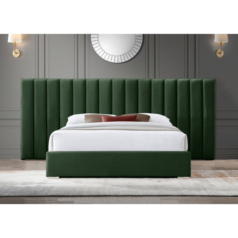 Pablo Velvet Bed, Queen, Green Velvet
