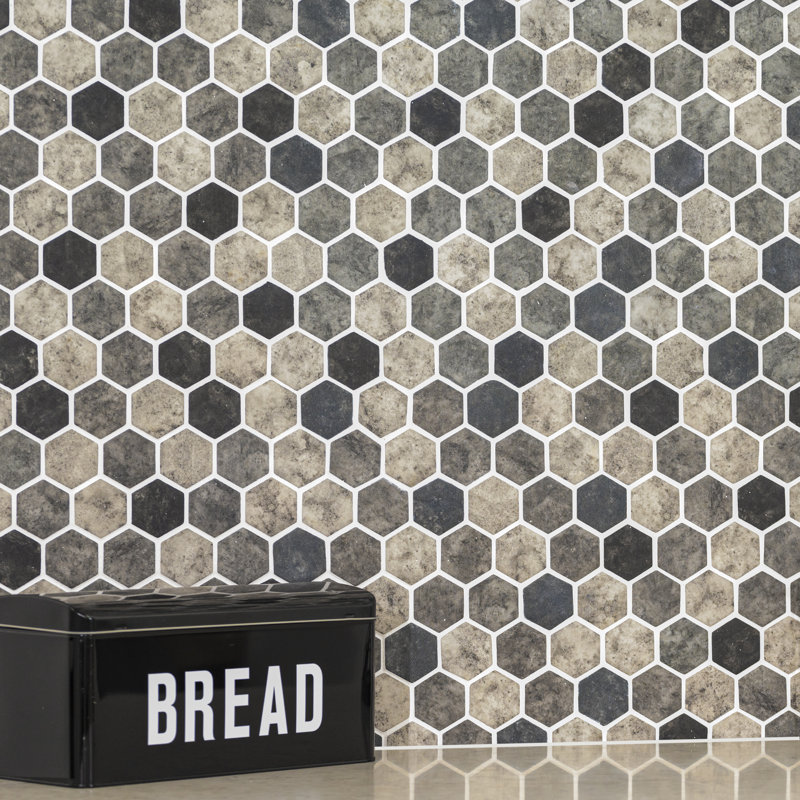 Montessa Metro Hera Hexagon 11 in. x 13 in. Glossy Glass Mosaic Floor and Wall Tile