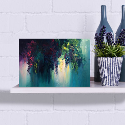 Art mural abstrait contemporain en cascade de fleurs