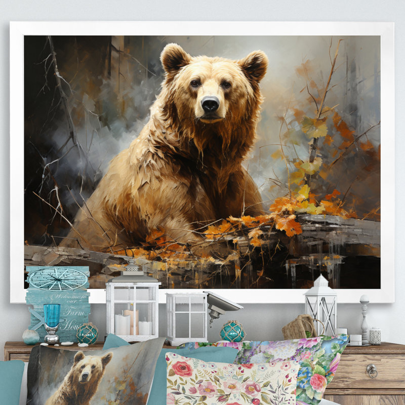 Bear Bears Boundary II - Reproductions encadrées d'ours, H 34 po x l 44 po x P 1,5 po, Cadre simple blanc