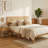 Oak Queen Bed Frame With Rattan Headboard — 62"X82.9", 600 Lbs Capacity, Slatted Base, No Mattress