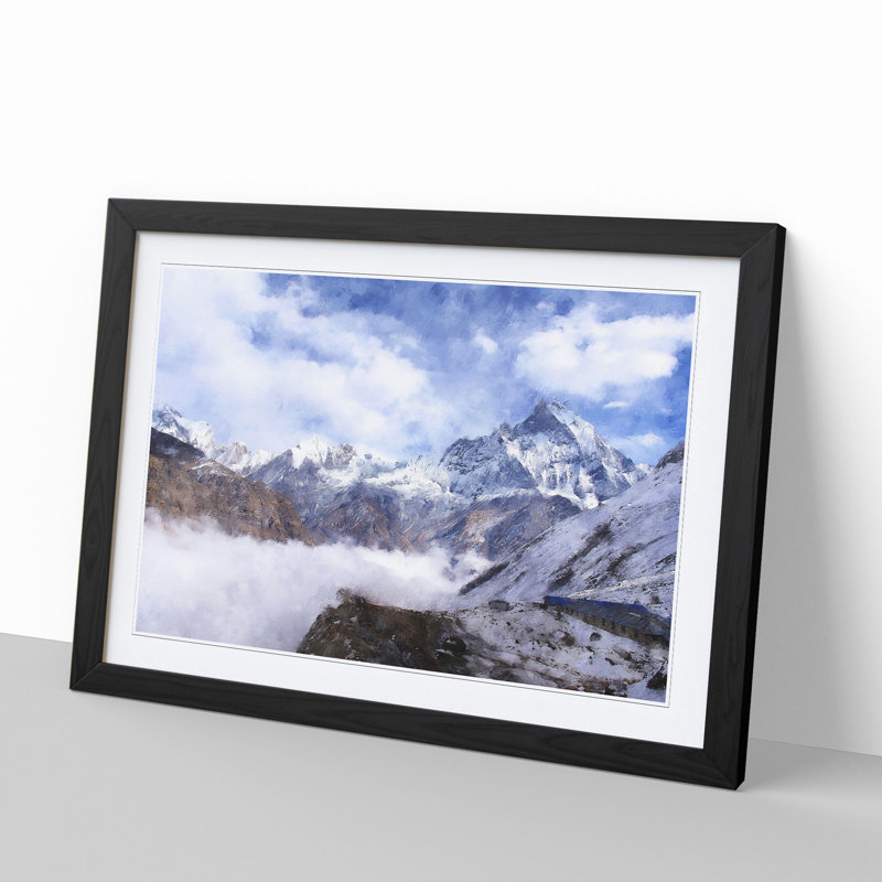 Mountain View Vol.4 - Picture Frame Painting, Black Framed, 27cm H x 36cm W x 2cm D