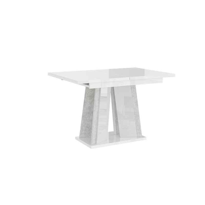 Doha Table Extendable Dining Table, White Gloss Stone