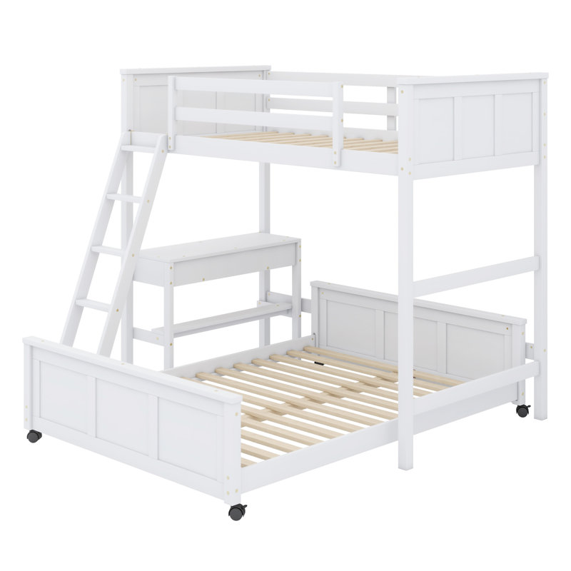 Lit superposé avec bureau, Blanc