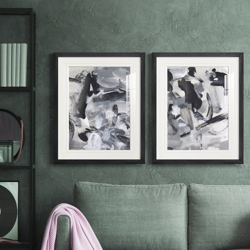 «Black & White Mix III», reproduction encadrée de qualité supérieure - prête à être accrochée