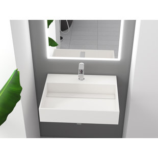 Juniper 24" Wall Mounted Solid Surface Floating Bathroom Sink with Concealed Drain