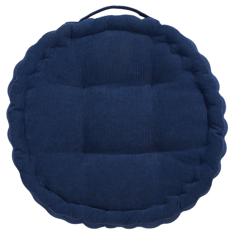 Alaris Dark Blue Round Tufted Floor Pillow