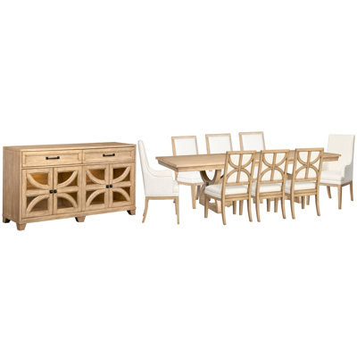 Table de salle à manger extensible à tréteaux avec 6 chaises d'appoint rembourrées 2 chaises et buffet