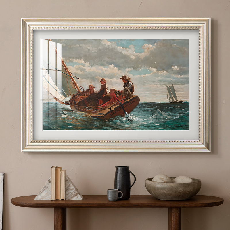 « Brise légère (Un vent favorable) », 1873-1876 - Winslow Homer - Estampe encadrée sur mesure, 16 po x 22 po, Pewter Satin