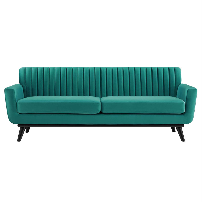 Engage Channel Tufted Fabric Sofa, Teal
