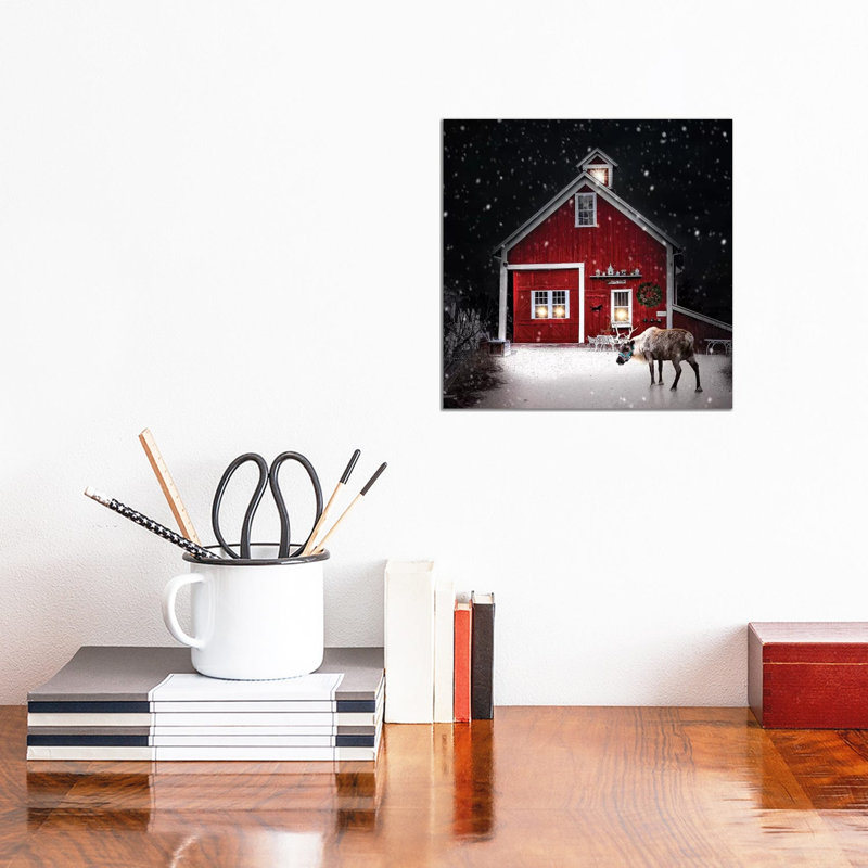 Winter Night Reindeer by Karen Burke - Wrapped Canvas Print, 30.48cm H x 30.48cm W x 1.905cm D