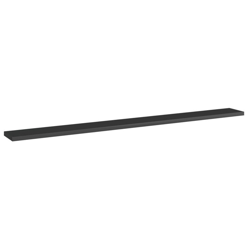 Bookshelf Boards 8 pcs Engineered Wood, High Gloss Black, (8 Shelves) 0.6" H x 39.4" W x 3.9" D