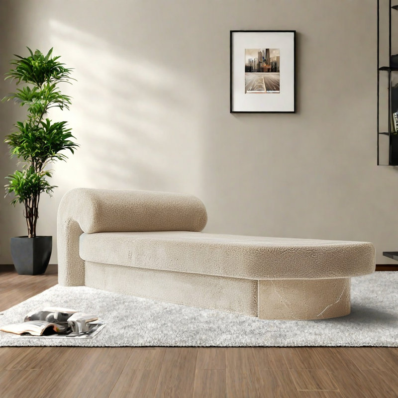 Chaise légère en bois massif de style luxueux, Blanc cassé