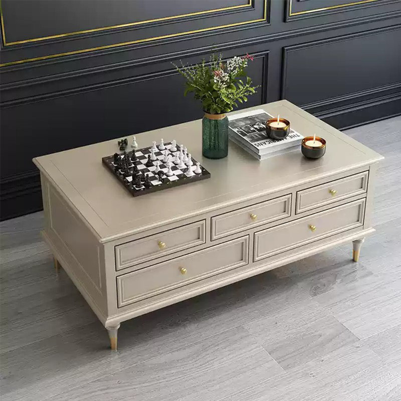 Table basse imperméable éco-peinte, H 20,47 po x L 55,11 po x l 29,52 po, Champagne
