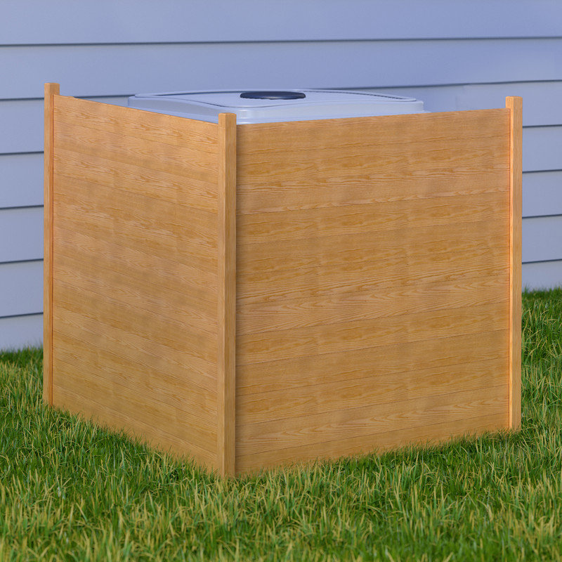 Écran d'intimité extérieur, poubelle de climatiseur, clôture en bois 2 panneaux, H 48 po x l 48 po x P 2 po, Brun