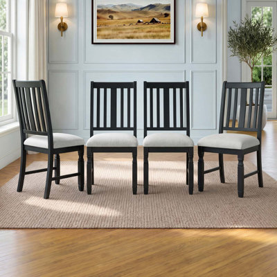 Ensemble de chaises de salle à manger Farmhouse: structure en bois d'hévéa 4 pièces avec revêtement rembourré