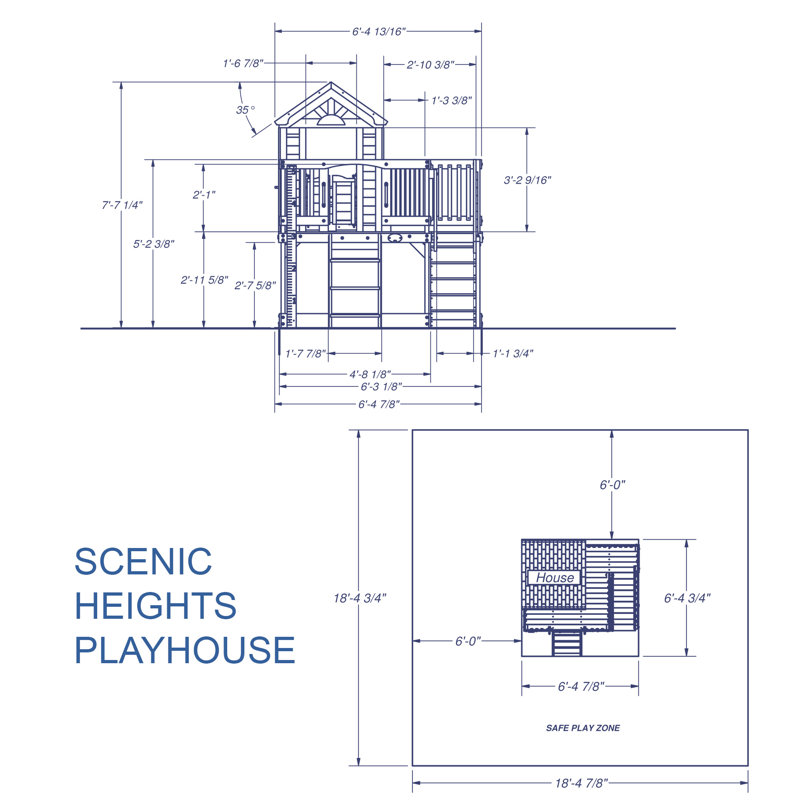 Scenic Heights Cedar Wooden Playhouse with Upper Deck and Stairs