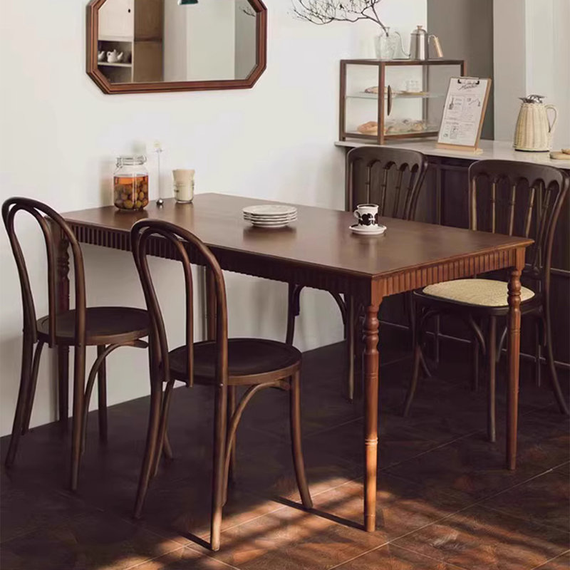 Nut-Brown Rectangular Solid Wood Dining Table, 29.53"H x 55.12"L x 31.5"W