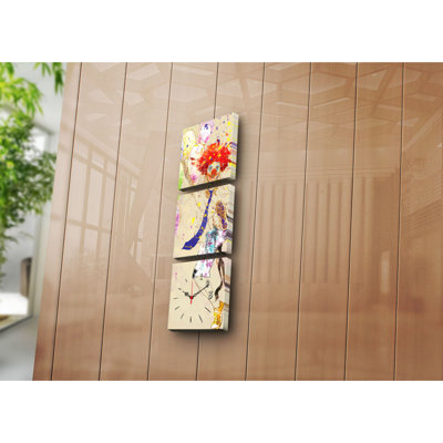 Ensemble de 3 horloges murales élégantes en toile, 35,4 x 11,0 pouces | 100% toile de suède avec cadre 100% bois, épaisseur: 1,2 po | Décoration élégante pour le salon, la chambre à coucher et le bureau