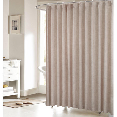 Rideau de douche plissé en lin blanc, 72 po de largeur, rideau de salle de bain en tissu avec forme mémoire, couleur unie neutre moderne, rideau en tissu d'intimité lavable à la machine pour une utilisation en toutes saisons