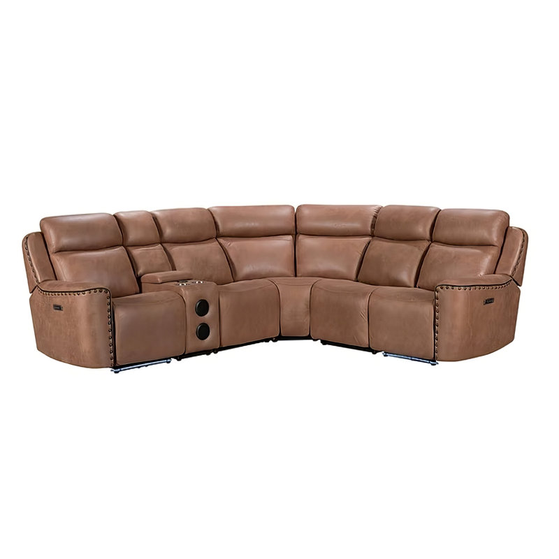 Canapé modulaire inclinable Romi Brown, Tissu brun