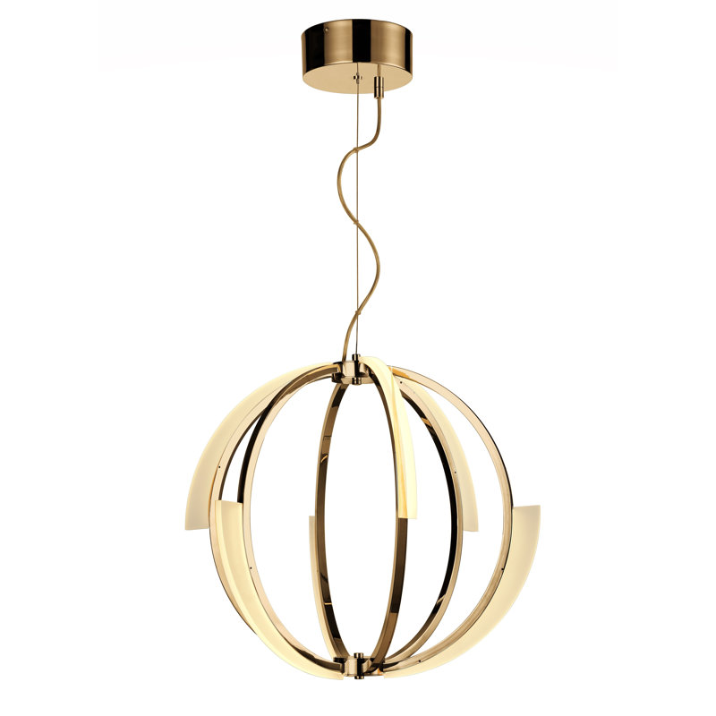 6 - Light Dimmable LED Globe Chandelier, Golden, 19.50" H x 22" W x 22" D
