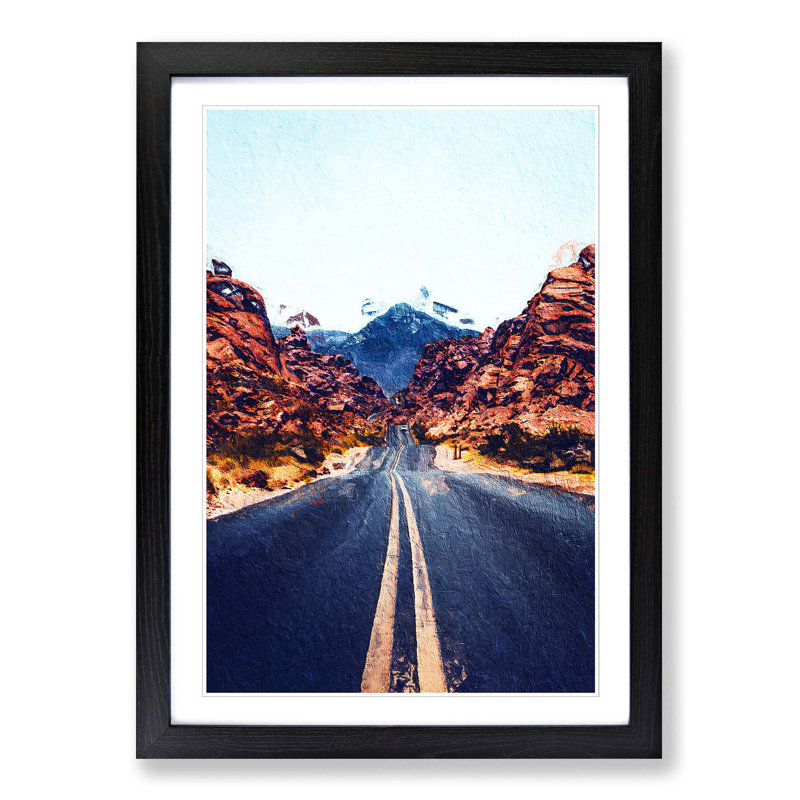 Road to the Valley of Fire - Picture Frame Painting Print, 48cm H x 36cm W x 2cm D, Black Framed