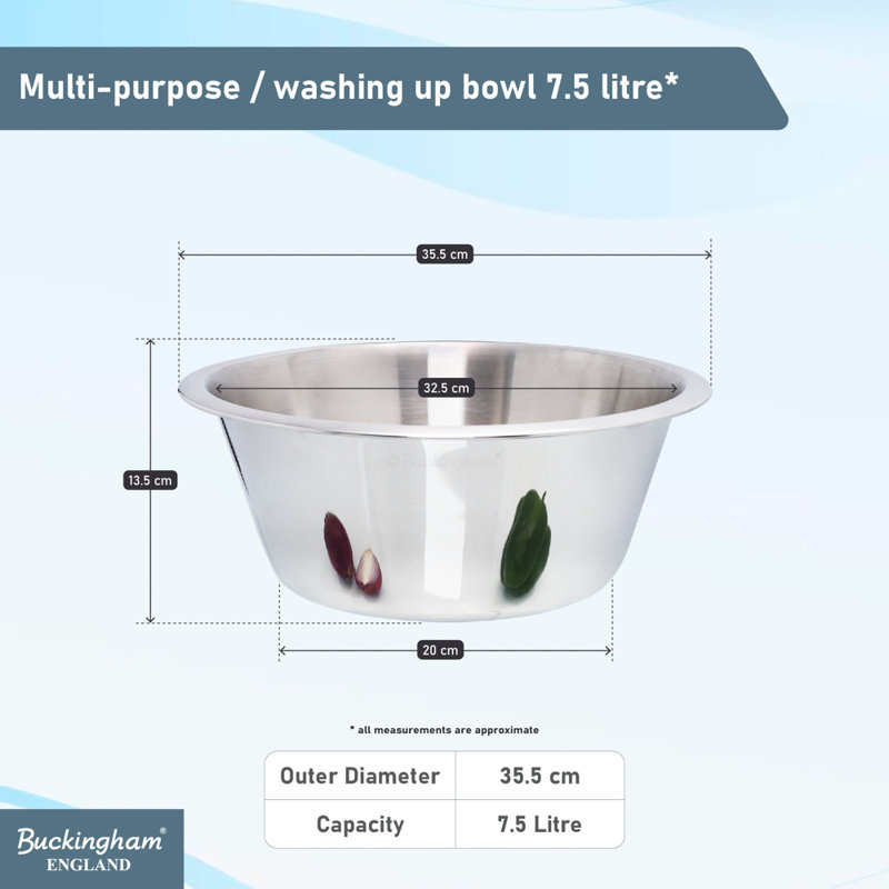 Buckingham Multi-Purpose Washing Up Bowl Stainless Steel, 39.50 cm