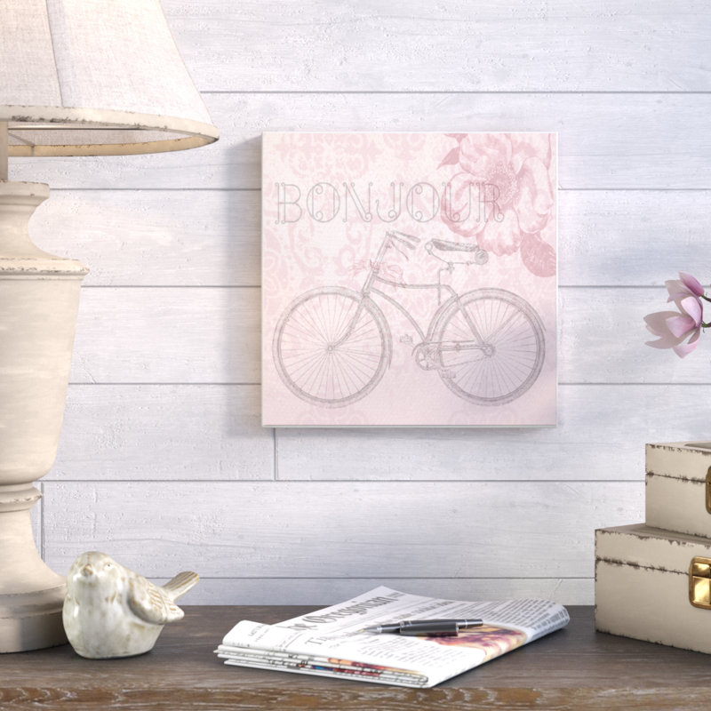 « bonjour rétro vélo paris », impression sur acrylique, H 17 po x l 17 po, Toile tendue