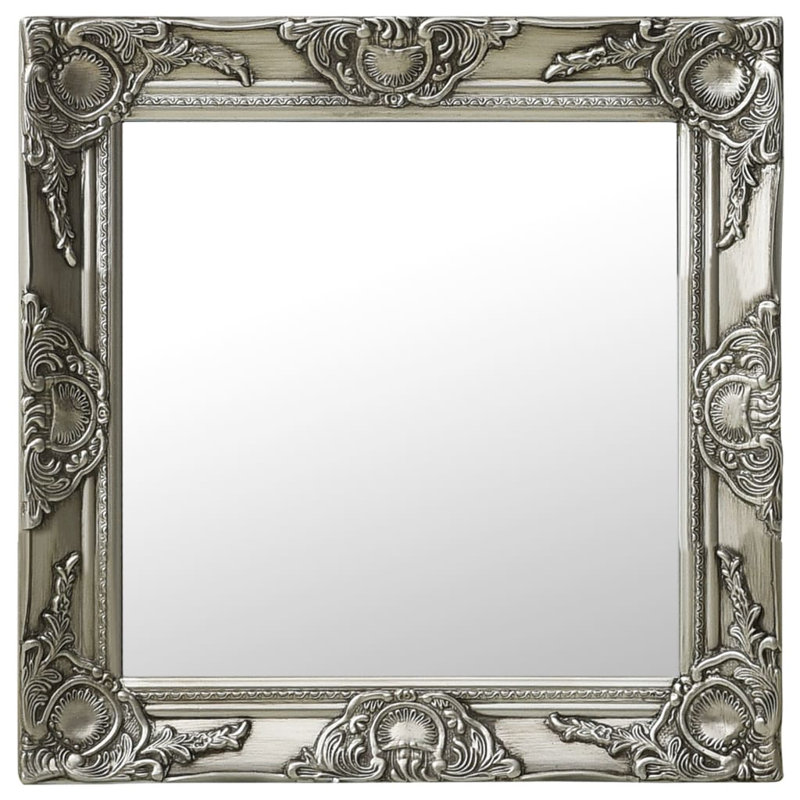 Ginsberg Wood Square Wall Mirror, Silver, 50cm H x 50cm W