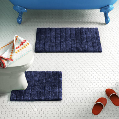 Mirianna Linear Ribbed Two Piece Bath Mat Set