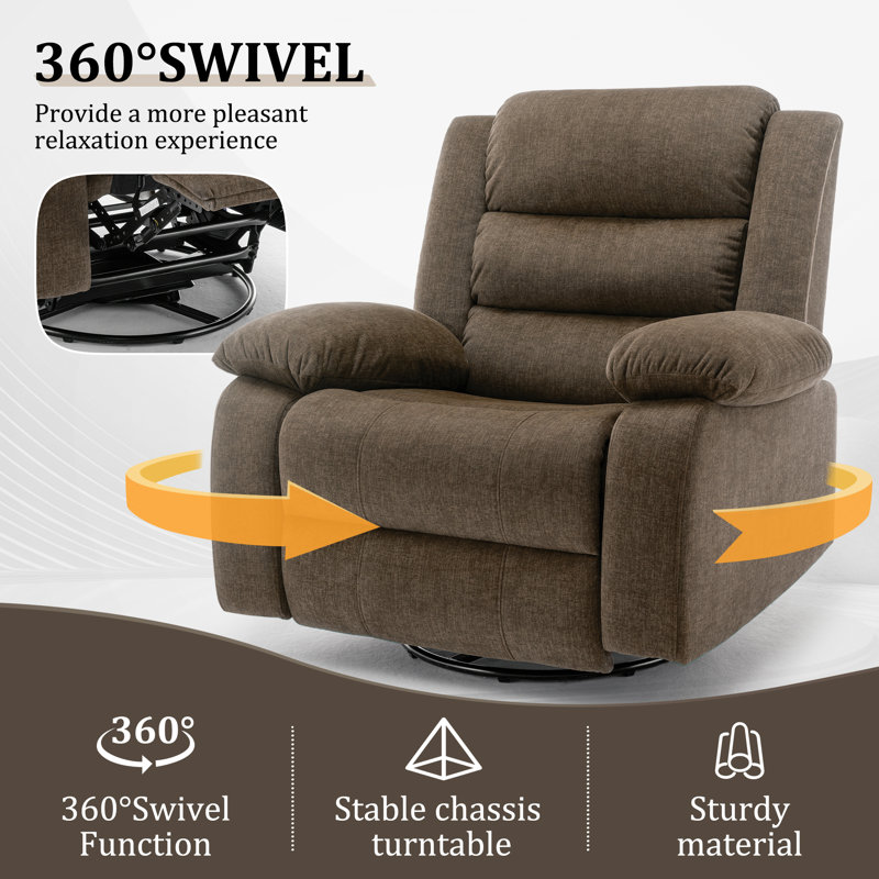 Ellisse Brown Cashmere Oversized Recliner with Massage and Heat