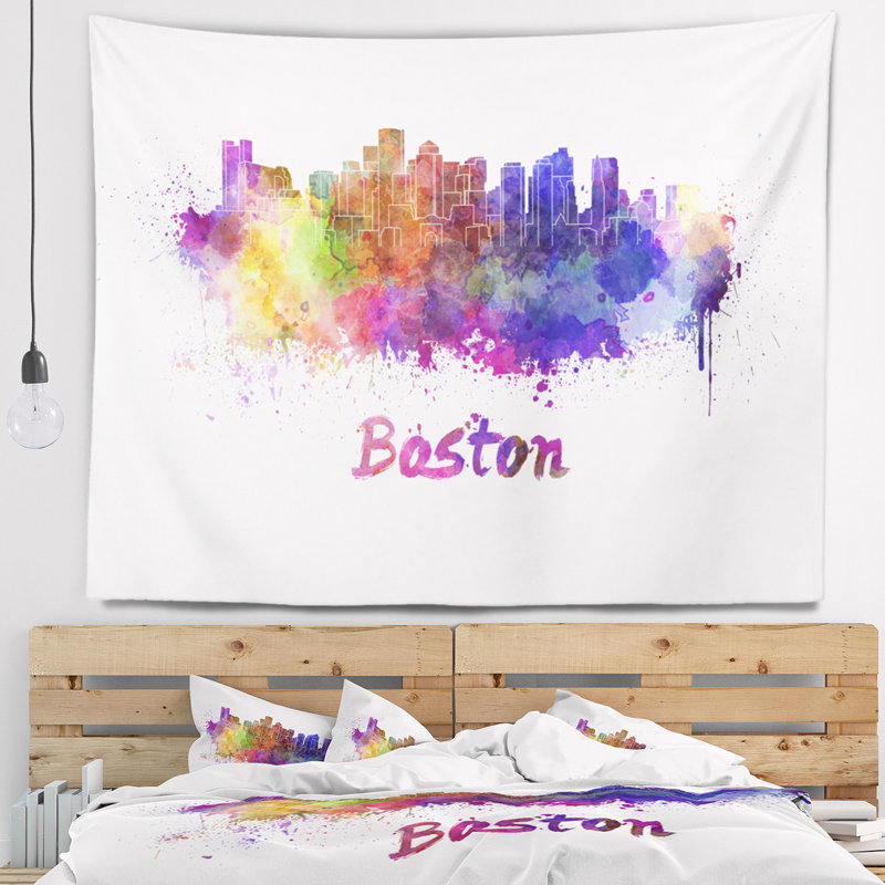 Boston skyline tapisserie Cityscape, H 32 po x l 39 po