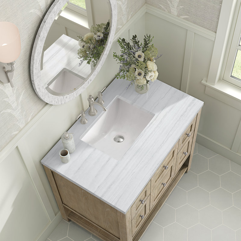 Breckenridge 36'' W Single Vanity, Whitewashed Oak, 8" Widespread, Parisien Bleu