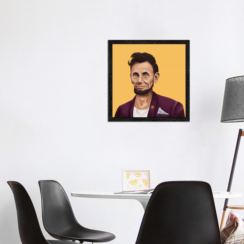 Abraham Lincoln by Amit Shimoni - Print on Canvas, Black Framed, 45.72 cm H x 45.72 cm W