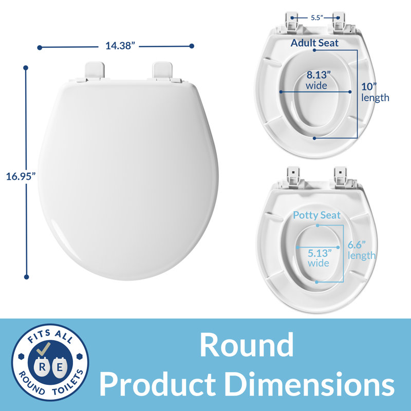Little2Big Toilet Seat with Built-In Potty Training Seat, Slow Close, Easy Install, Round, White