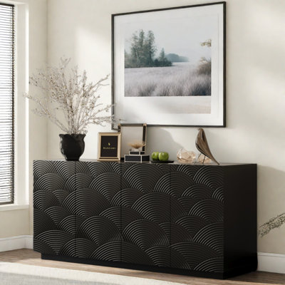 Modern Sideboard With 2 Large Cabinets And Unique Water Ripple Design