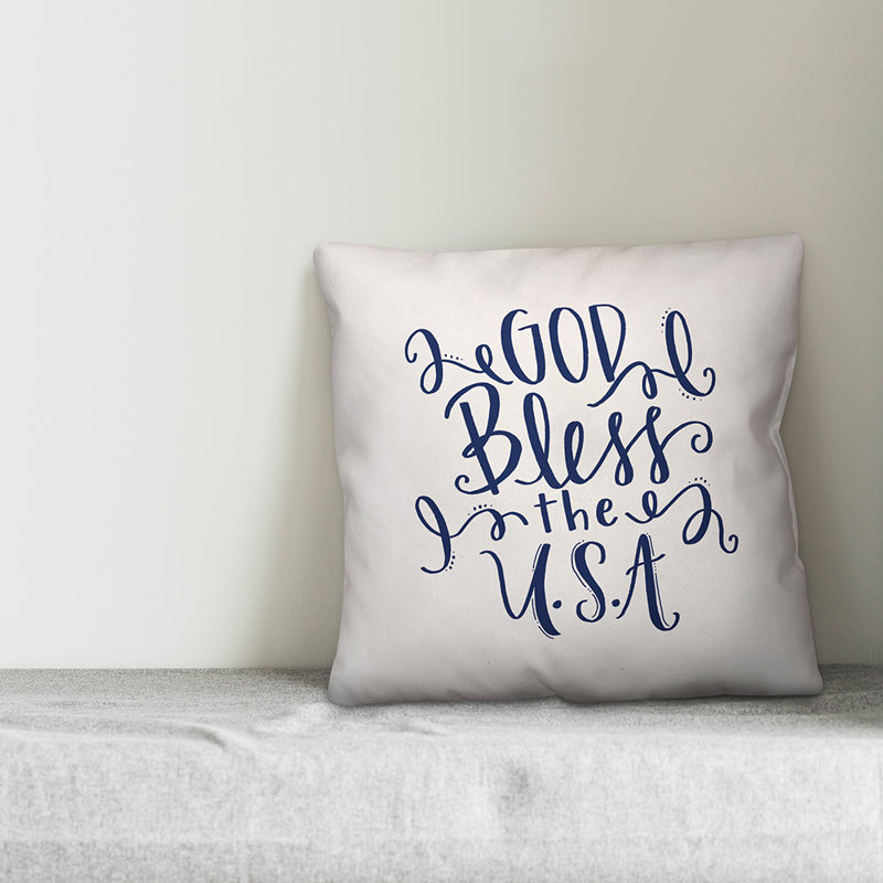  God Bless the USA Throw Pillow, Outdoor