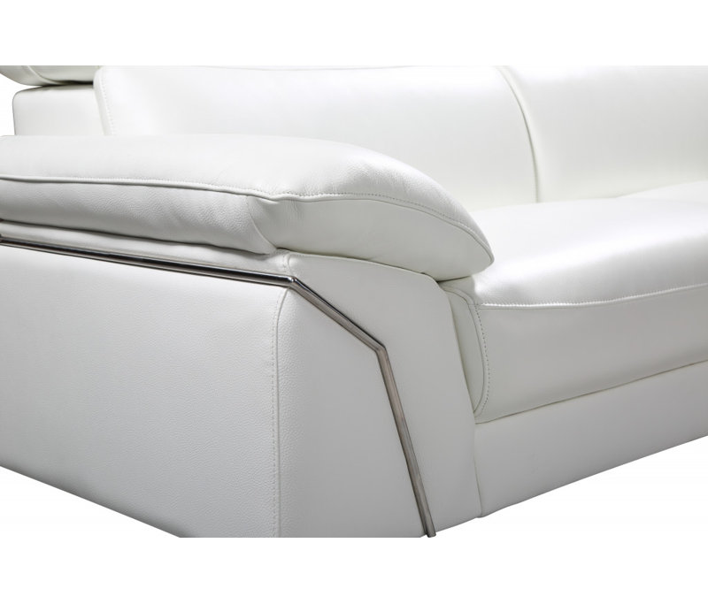 Canapé modulaire en L deux pièces en cuir italien Diara, Rembourrage en mousse blanche
