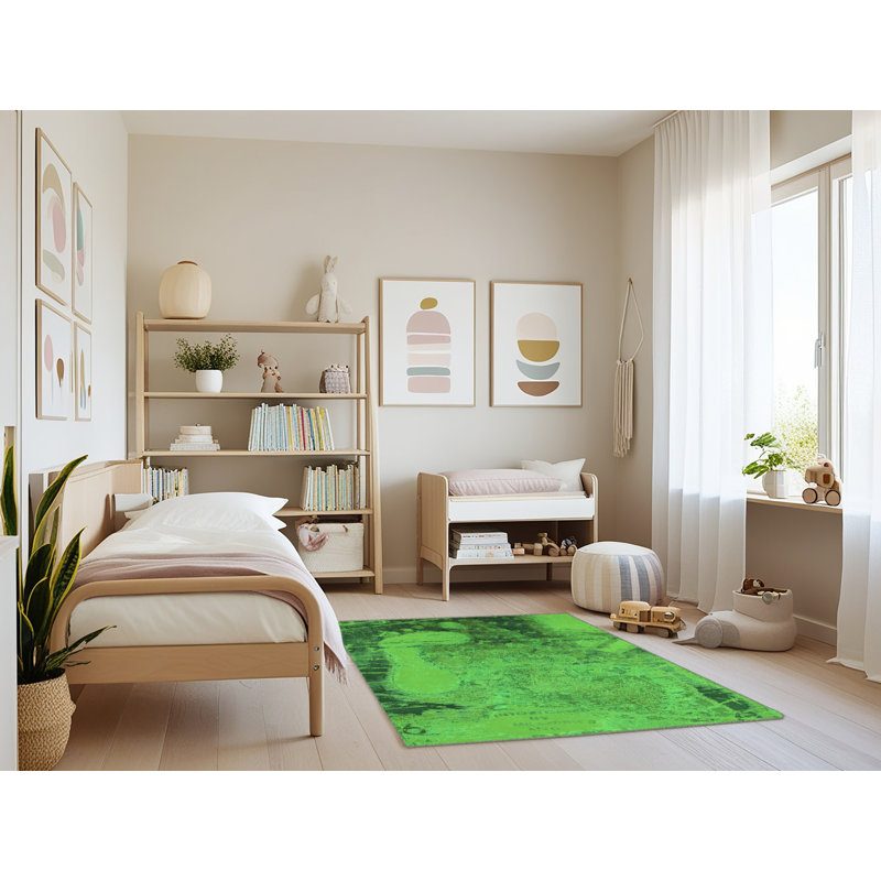 Washable Abstract Indoor Rug, Rectangle 3' x 5'