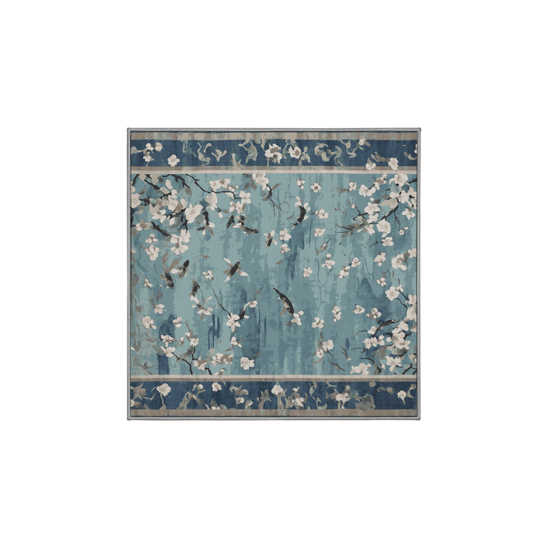 Machine Washable Gray Area Rug, Square 8'