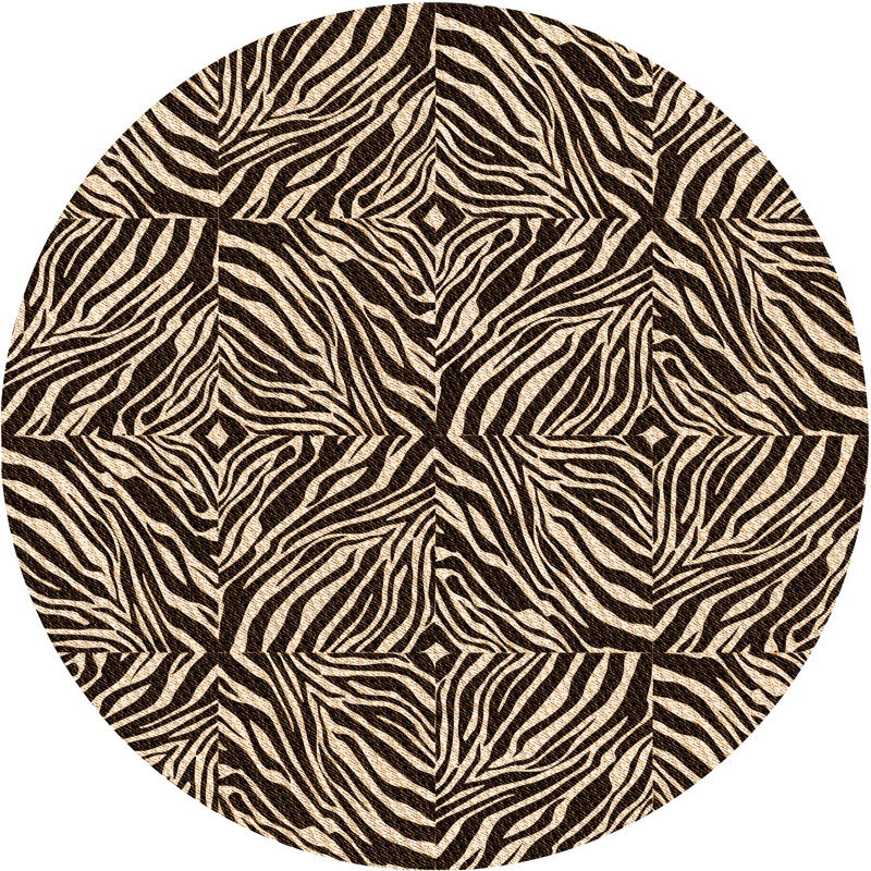 Tapis brun à imprimé animal, Rond 6 pi