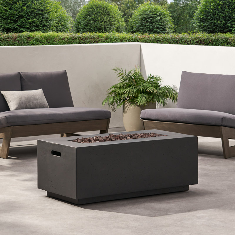 Foyer d'extérieur rectangulaire au propane 40 "- 40 000 BTU MgO en béton gris foncé