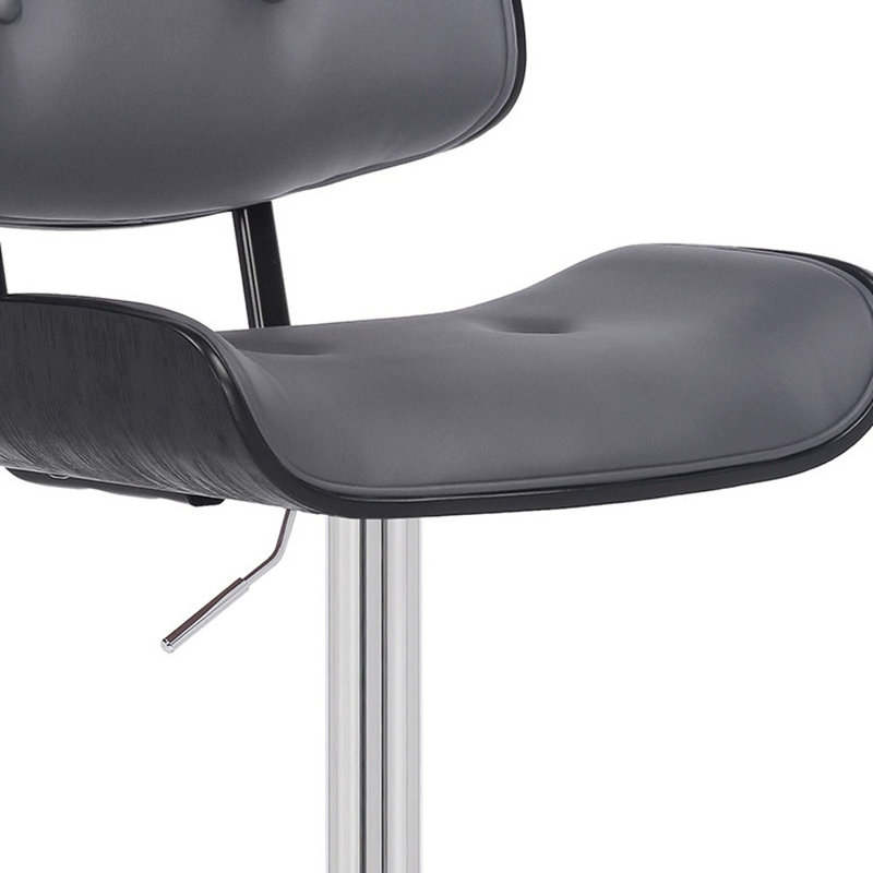 Tabouret de bar pivotant réglable en similicuir et pivotant., Siège gris / cadre argenté