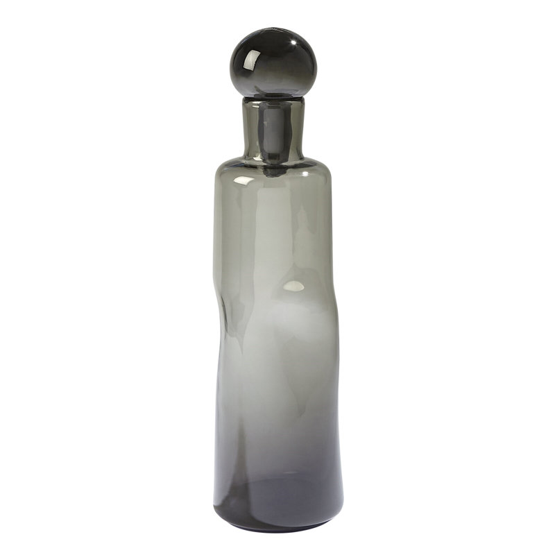 Pinched Decanter-Grey-Short, 13.5" H x 3.5" W x 3.5" D