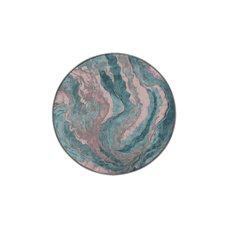 Tapis gris soyeux et moelleux, Rond 6 pi