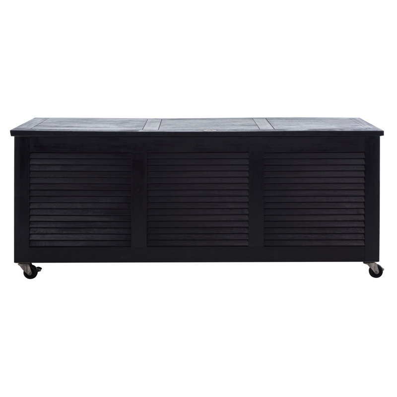 Birch Lane™ Odette 47.2'' W 50 Gallons Solid Wood Eucalyptus Deck Box with Wheels, Black