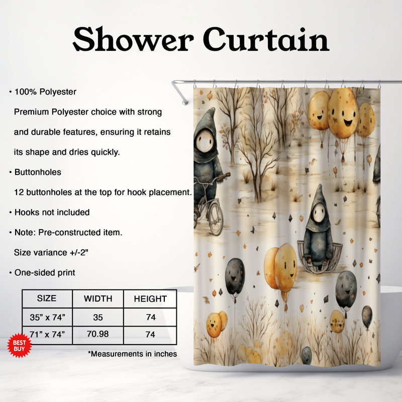 Rideau de douche Spooky Autumn - Premium, H 74 po x l 71 po