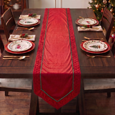17X72" Velvet With Braided Edge Table Runner